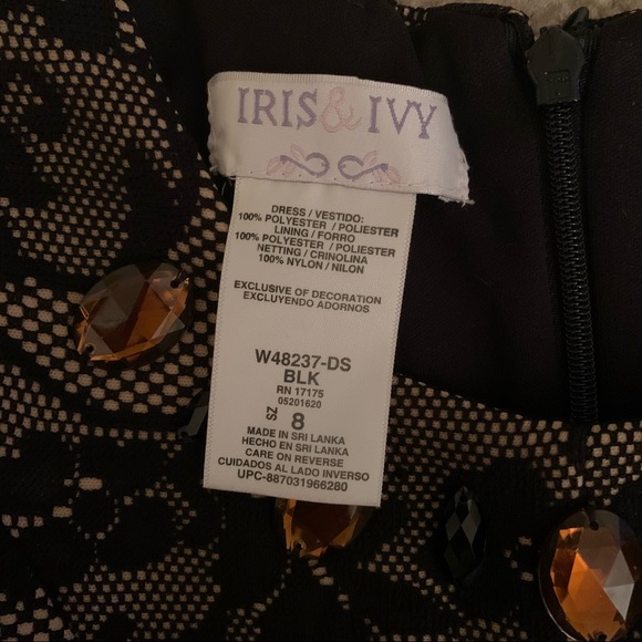 Iris and Ivy Black Lace Dress with Embellishments Size 8 Girls - Picture 4 of 6